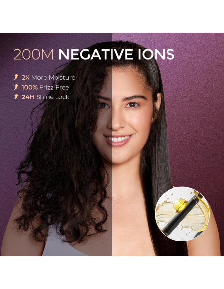 Cepillo Alisador TYMO 2 en 1, 200M Iones, Doble Voltaje, Antifrizz