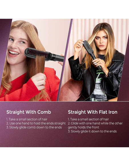 Cepillo Alisador TYMO 2 en 1, 200M Iones, Doble Voltaje, Antifrizz