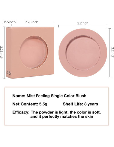 Rubor Mate Rosa Suave HHLTOH 6x6cm 7g - Larga Duración