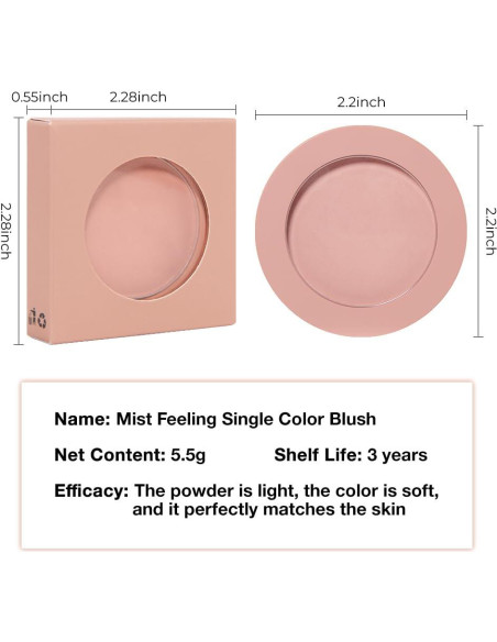 Rubor Mate Rosa Suave HHLTOH 6x6cm 7g - Larga Duración