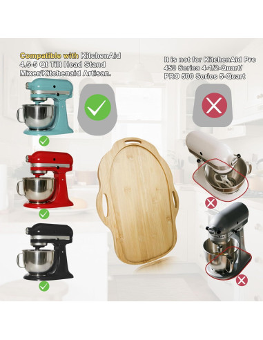 Alfombrilla Deslizante de Bambú para Batidora KitchenAid 4.5-5 Qt
