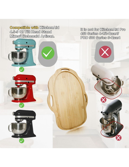 Alfombrilla Deslizante de Bambú para Batidora KitchenAid 4.5-5 Qt