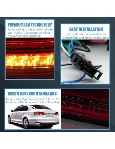 Luces Traseras VLAND US3-0215A para Jetta 2011-2014 Rojo/Blanco