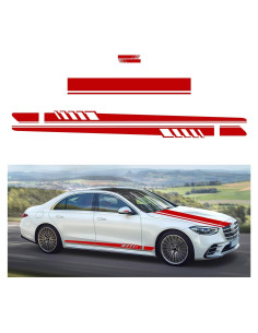 Calcomanías de Raya para Capó de Auto Dickno 5 PCS Grande Rojo