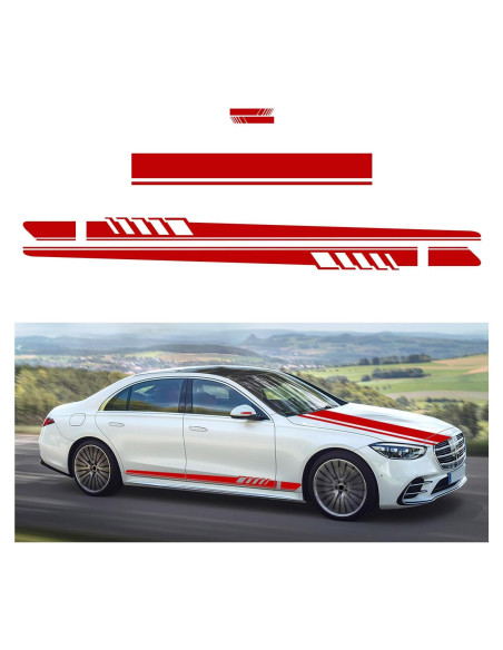 Calcomanías de Raya para Capó de Auto Dickno 5 PCS Grande Rojo