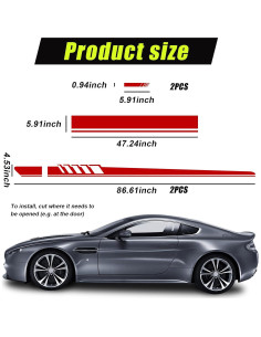 Calcomanías de Raya para Capó de Auto Dickno 5 PCS Grande Rojo 2