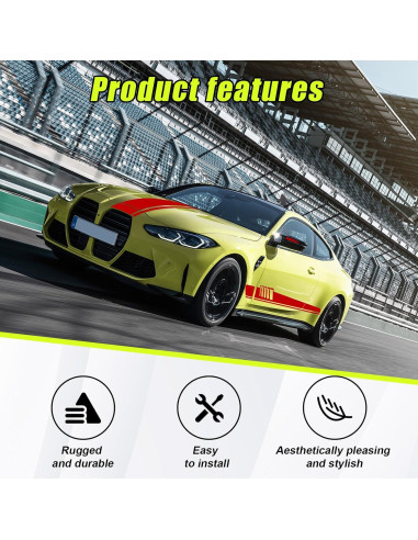 Calcomanías de Raya para Capó de Auto Dickno 5 PCS Grande Rojo