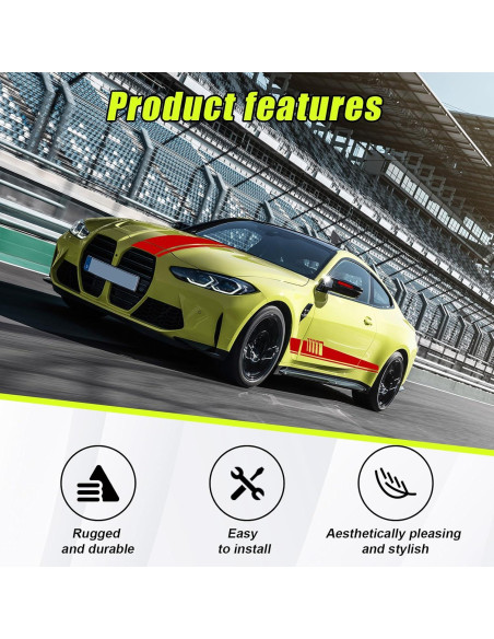 Calcomanías de Raya para Capó de Auto Dickno 5 PCS Grande Rojo