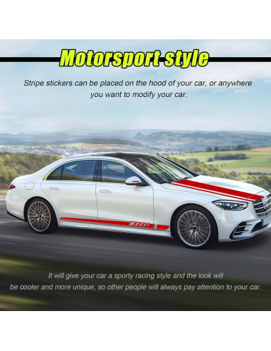 Calcomanías de Raya para Capó de Auto Dickno 5 PCS Grande Rojo