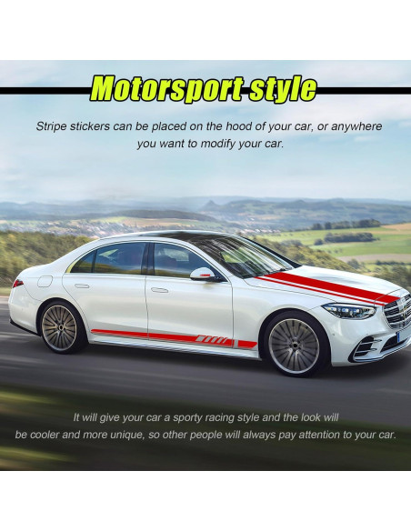 Calcomanías de Raya para Capó de Auto Dickno 5 PCS Grande Rojo