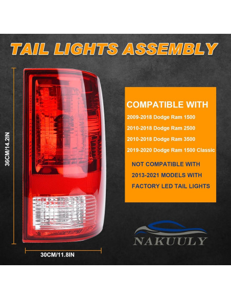 Luz Trasera Halógena Nakuuly para Dodge Ram 2009-2018