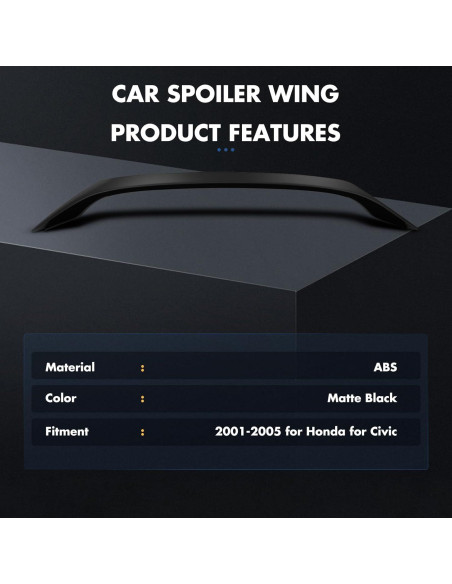 Alerón trasero GFJEF para Honda Civic 2001-2005 negro mate