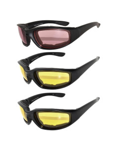 Juego de 3 gafas de sol para motocicleta UV400 con almohadilla