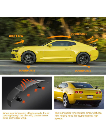 Alerón Trasero GT Wing 145cm DEERMOTO Negro Brillante