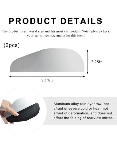 2 PCS Visera de Lluvia SHMZK para Espejo Retrovisor Universal