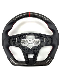 Volante IKON MOTORSPORTS para Ford Focus 2020-2023 y Escape ST-Line 2023-2024, Fibra de Carbono y Cuero Perforado