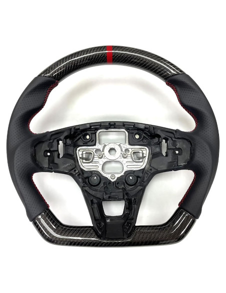 Volante IKON MOTORSPORTS para Ford Focus 2020-2023 y Escape ST-Line 2023-2024, Fibra de Carbono y Cuero Perforado