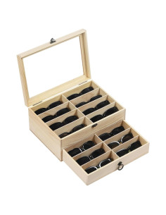 Caja Organizadora de Gafas AUTOARK 16 Compartimentos Madera
