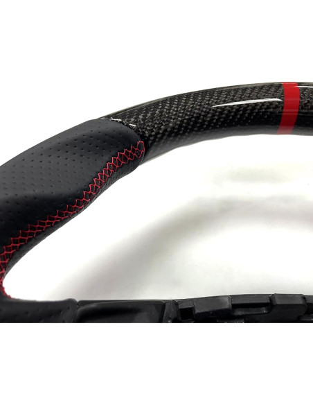 Volante IKON MOTORSPORTS para Ford Focus 2020-2023 y Escape ST-Line 2023-2024, Fibra de Carbono y Cuero Perforado