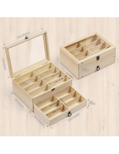 Caja Organizadora de Gafas AUTOARK 16 Compartimentos Madera 2