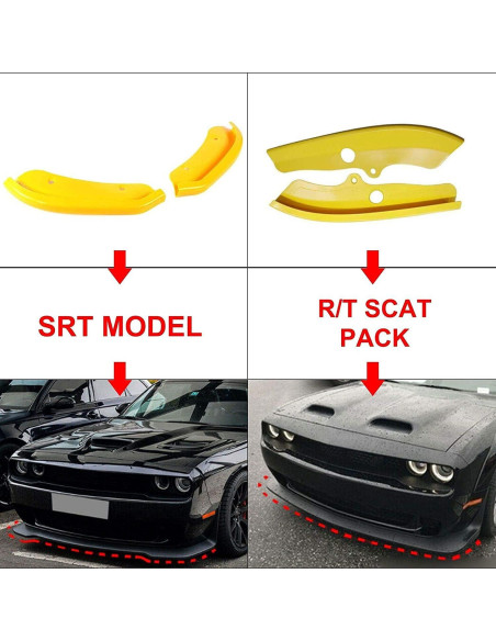 Protector Parachoques Frontal Voodonala Amarillo 2 Piezas Dodge Challenger 2015-2023