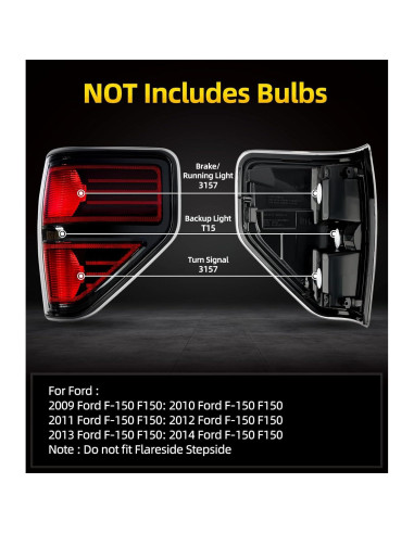 Luz Trasera de Freno OKLPF para Ford F150 2009-2014 Roja