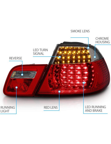 Luces Traseras AmeriLite 4Pcs Rojo/Humo para BMW E46 Coupe