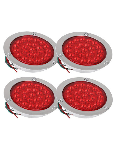 Luces de Freno LED 4" Rojas BLACKHORSE-RACING 4Pcs Impermeables