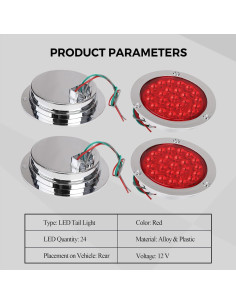 Luces de Freno LED 4" Rojas BLACKHORSE-RACING 4Pcs Impermeables 2