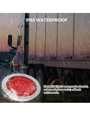 Luces de Freno LED 4" Rojas BLACKHORSE-RACING 4Pcs Impermeables