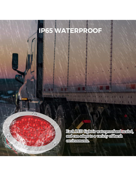 Luces de Freno LED 4" Rojas BLACKHORSE-RACING 4Pcs Impermeables