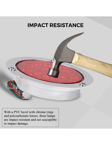 Luces de Freno LED 4" Rojas BLACKHORSE-RACING 4Pcs Impermeables