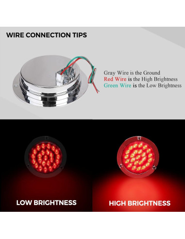 Luces de Freno LED 4" Rojas BLACKHORSE-RACING 4Pcs Impermeables