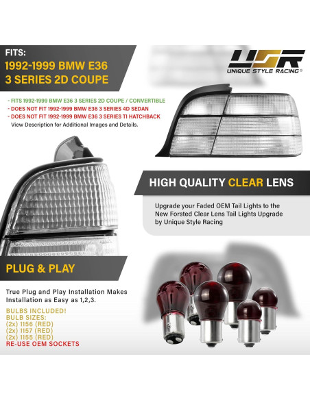 Juego de Lámparas Traseras USR para BMW E36 2D Coupe 1992-1999