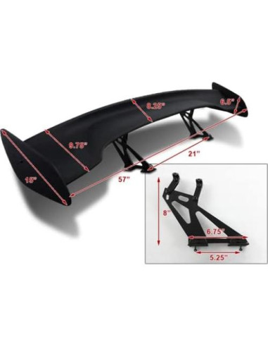 Alerón Trasero Ajustable GT HK5 144.78 cm Negro