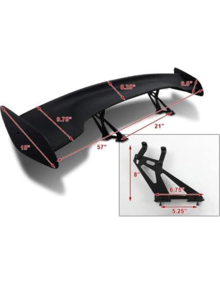 Alerón Trasero Ajustable GT HK5 144.78 cm Negro