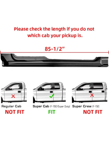 Panel de Rocker Extendido KUAFU para Ford F150 2009-2014