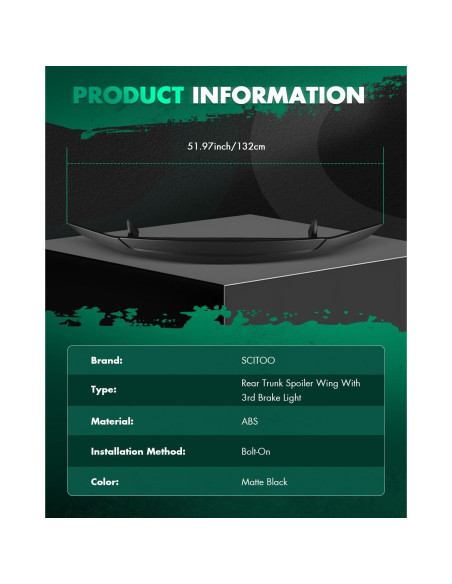 Alerón Trasero SCITOO Negro ABS para Honda Civic Sedán 1.5L