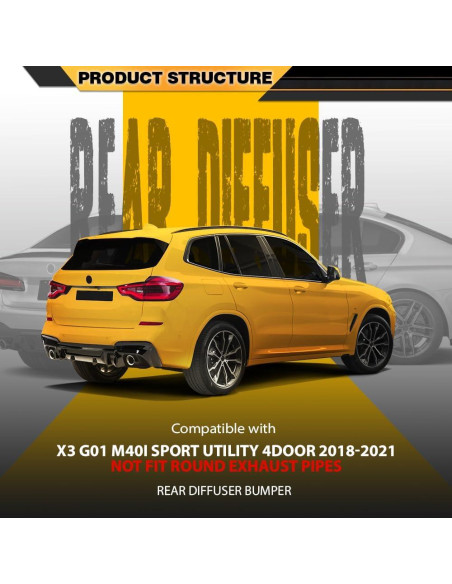 Difusor Trasero Labio CNNELL Compatible BMW X3 G01 M40i 2018-2021