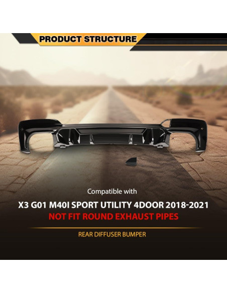 Difusor Trasero Labio CNNELL Compatible BMW X3 G01 M40i 2018-2021