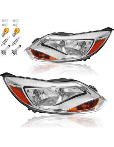 Faros Halógenos Ford Focus 2012-2014 SAFAUTOPARTS Cromo Ámbar