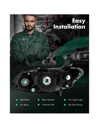 Conjunto de Faros SCITOO para Honda Civic 2004-2005 - Carcasa Negra