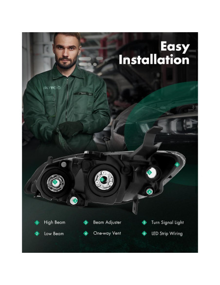 Conjunto de Faros SCITOO para Honda Civic 2004-2005 - Carcasa Negra