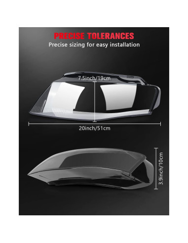 Cubiertas de Lente de Faro FINDAUTO para Audi A4 2009-2012