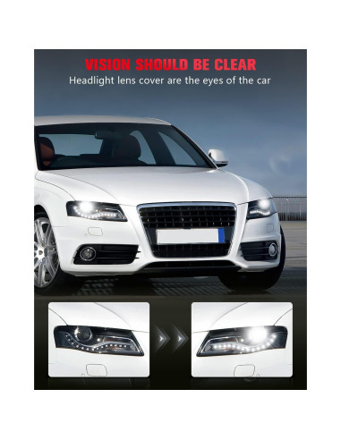 Cubiertas de Lente de Faro FINDAUTO para Audi A4 2009-2012