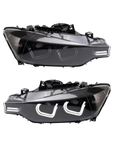 Conjunto de faros TRQ HLA95910 2 piezas Halógeno LED BMW 2012-2015