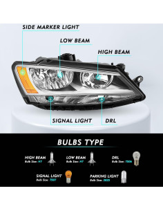 Ensamblaje de Faros TUSDAR para VW Jetta 2011-2018, Cromado 2