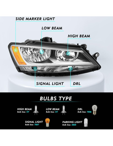 Ensamblaje de Faros TUSDAR para VW Jetta 2011-2018, Cromado