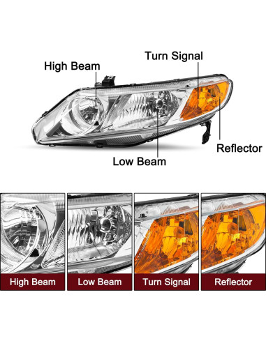 Faros Halógenos JSBOYAT para Honda Civic 2006-2011 Cromados