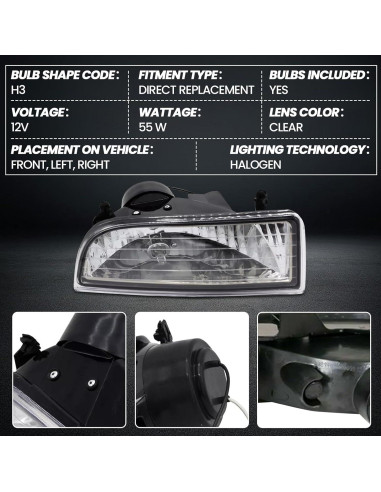 Luces de Niebla YLT AUTO para Honda Prelude 1997-2001